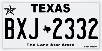 TX license plate BXJ2332