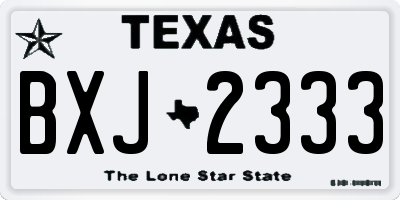 TX license plate BXJ2333