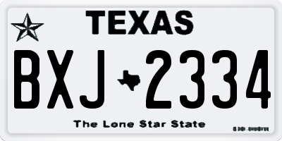 TX license plate BXJ2334