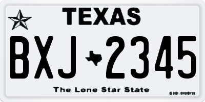 TX license plate BXJ2345