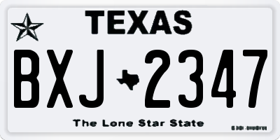 TX license plate BXJ2347