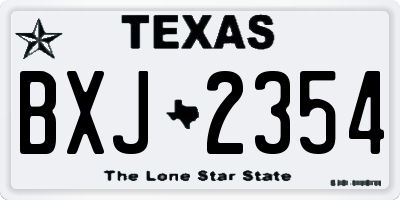 TX license plate BXJ2354