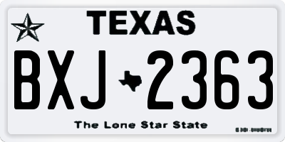 TX license plate BXJ2363