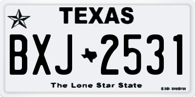 TX license plate BXJ2531
