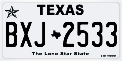 TX license plate BXJ2533