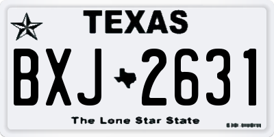 TX license plate BXJ2631