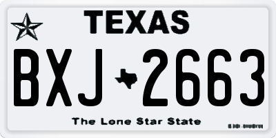 TX license plate BXJ2663