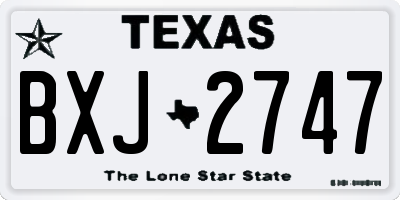 TX license plate BXJ2747