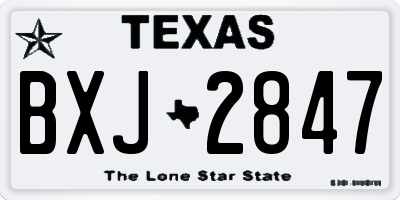 TX license plate BXJ2847