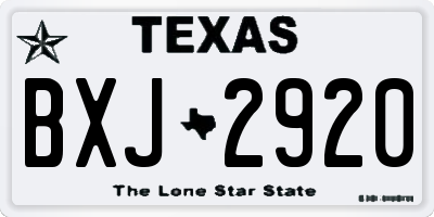 TX license plate BXJ2920