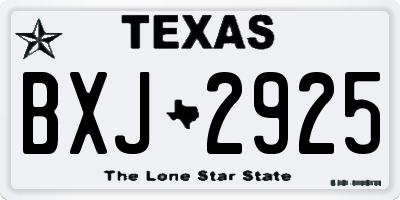 TX license plate BXJ2925