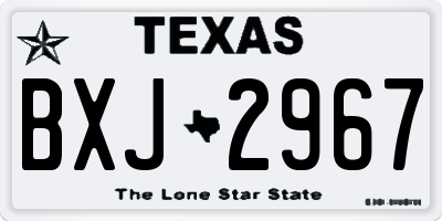 TX license plate BXJ2967
