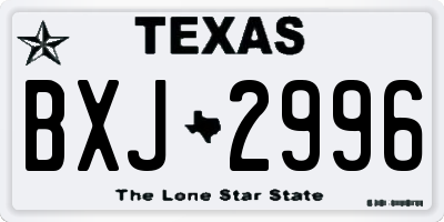 TX license plate BXJ2996