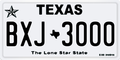 TX license plate BXJ3000