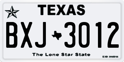 TX license plate BXJ3012