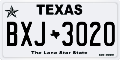 TX license plate BXJ3020