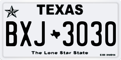 TX license plate BXJ3030