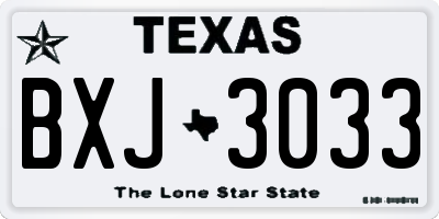 TX license plate BXJ3033