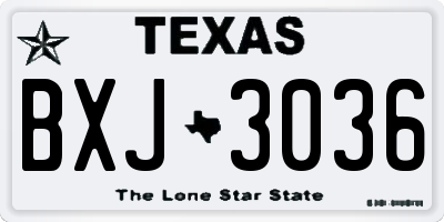 TX license plate BXJ3036
