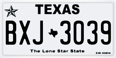 TX license plate BXJ3039