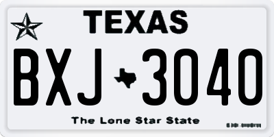 TX license plate BXJ3040