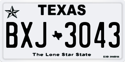 TX license plate BXJ3043