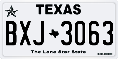 TX license plate BXJ3063