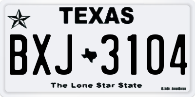 TX license plate BXJ3104