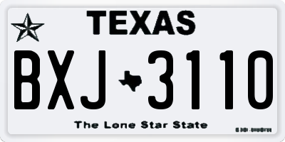 TX license plate BXJ3110