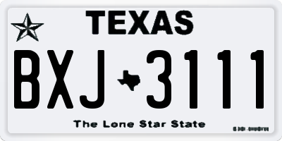 TX license plate BXJ3111