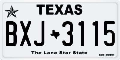TX license plate BXJ3115