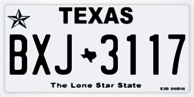 TX license plate BXJ3117