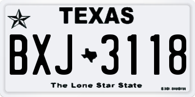 TX license plate BXJ3118