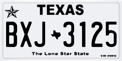 TX license plate BXJ3125