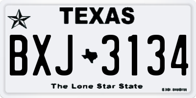 TX license plate BXJ3134