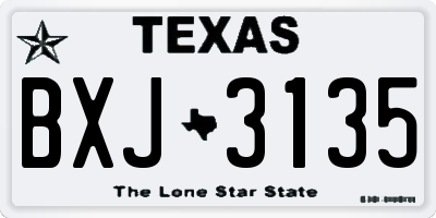 TX license plate BXJ3135