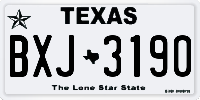 TX license plate BXJ3190
