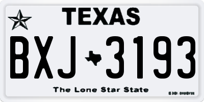 TX license plate BXJ3193