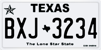 TX license plate BXJ3234