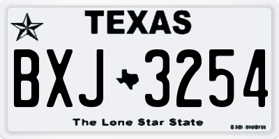 TX license plate BXJ3254