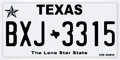 TX license plate BXJ3315