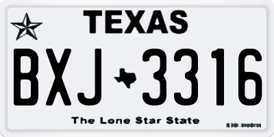 TX license plate BXJ3316