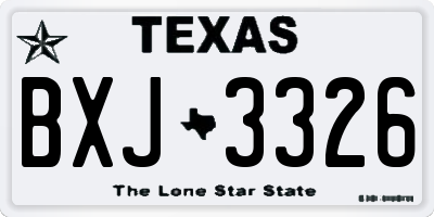 TX license plate BXJ3326