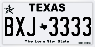 TX license plate BXJ3333