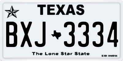 TX license plate BXJ3334