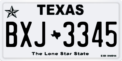 TX license plate BXJ3345