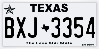TX license plate BXJ3354