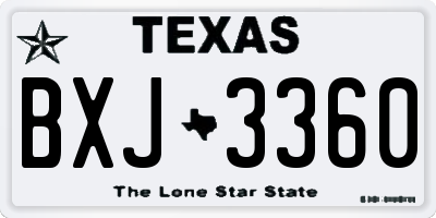 TX license plate BXJ3360