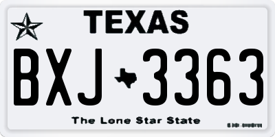 TX license plate BXJ3363