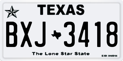 TX license plate BXJ3418